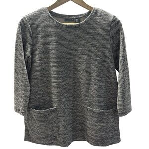TAHARI Women’s Black & White Knit Tunic Top | Size Small